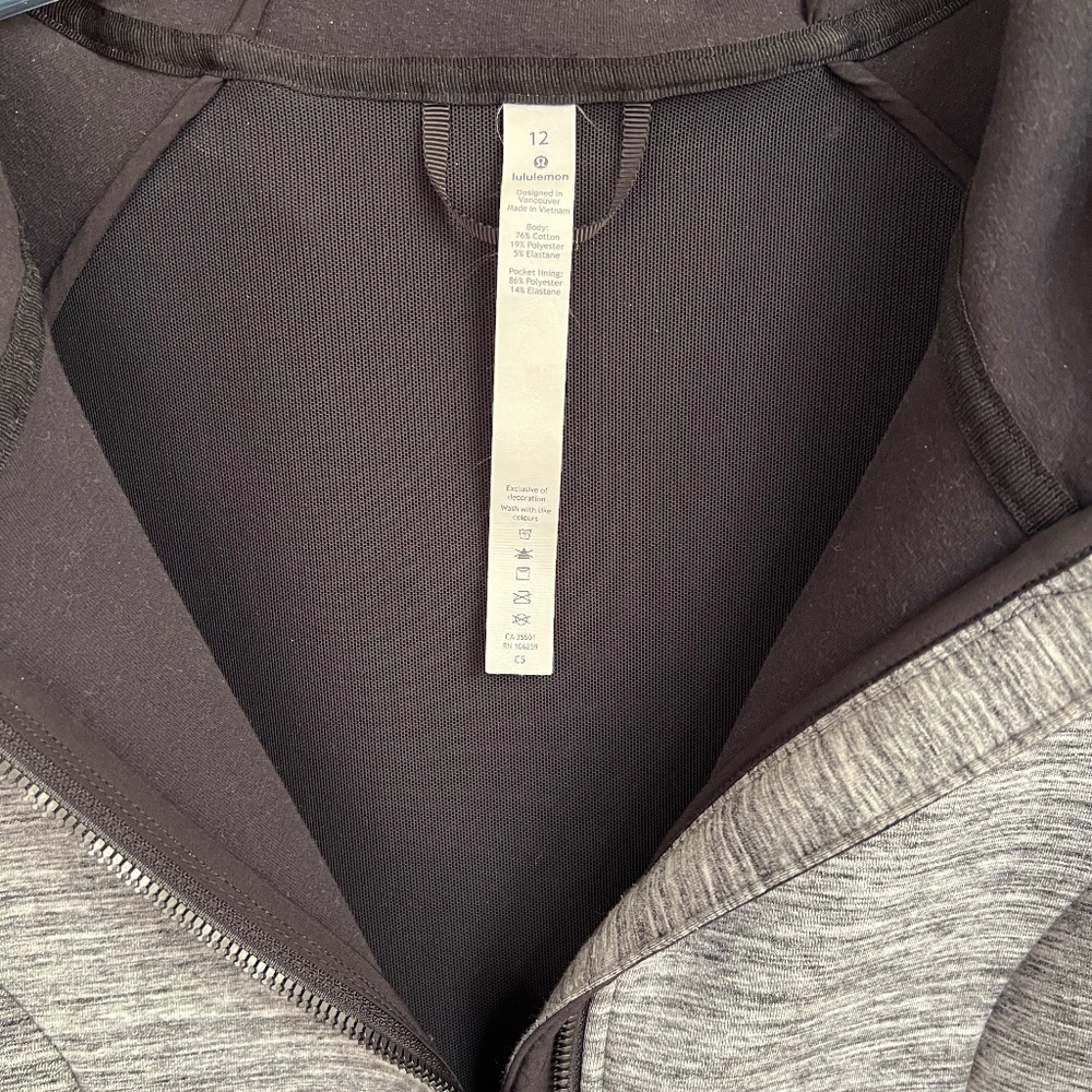 Lululemon Pick Your Path Hooded Jacket Gray Black Size 12 - Picture 8 of 16